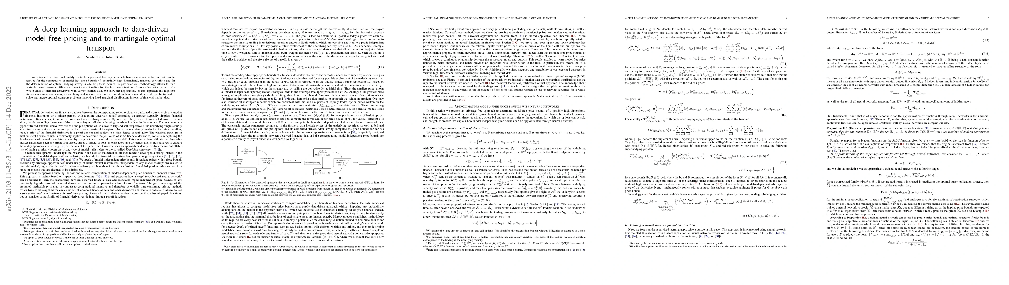 Thumbnail for A deep learning approach to data-driven model-free pricing and to
  martingale optimal transport