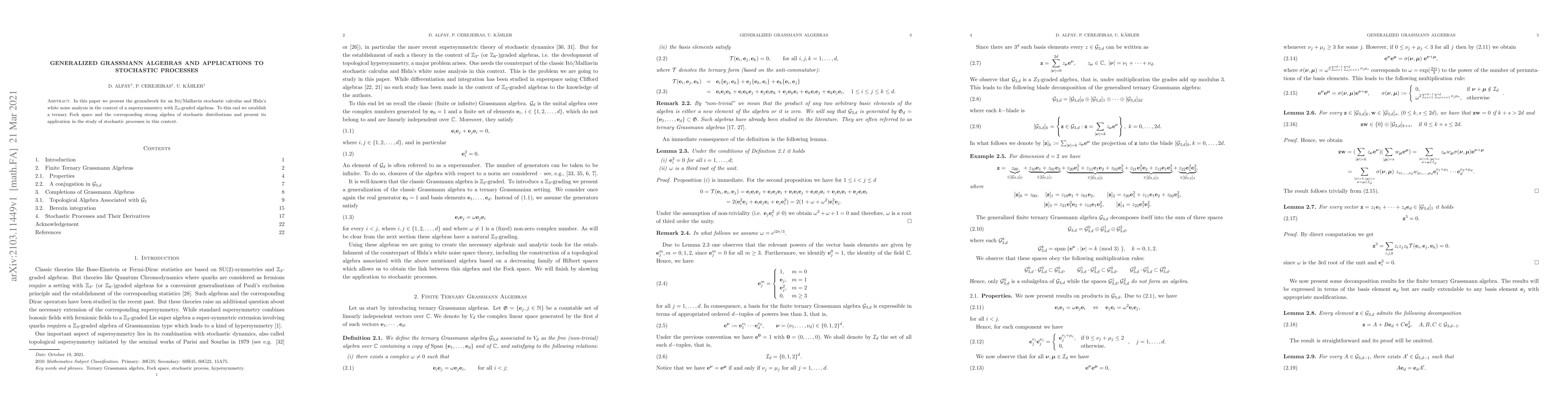 Thumbnail for Generalized Grassmann algebras and applications to stochastic processes