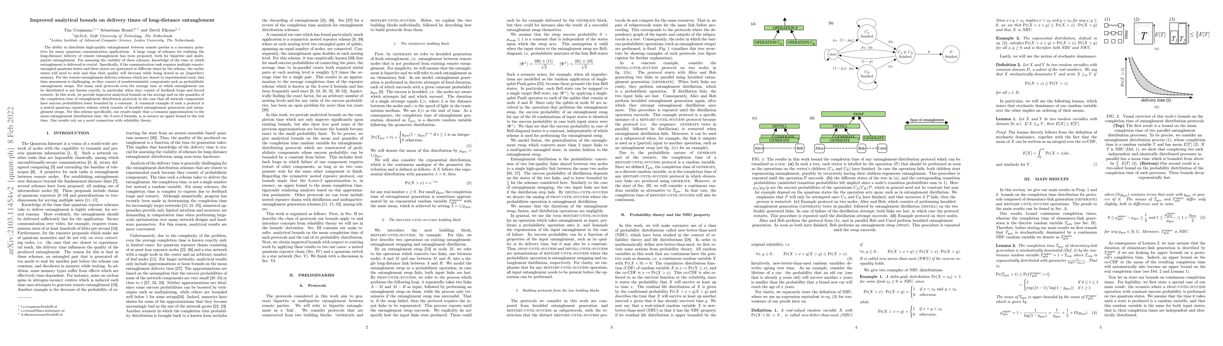 Thumbnail for Improved analytical bounds on delivery times of long-distance
  entanglement