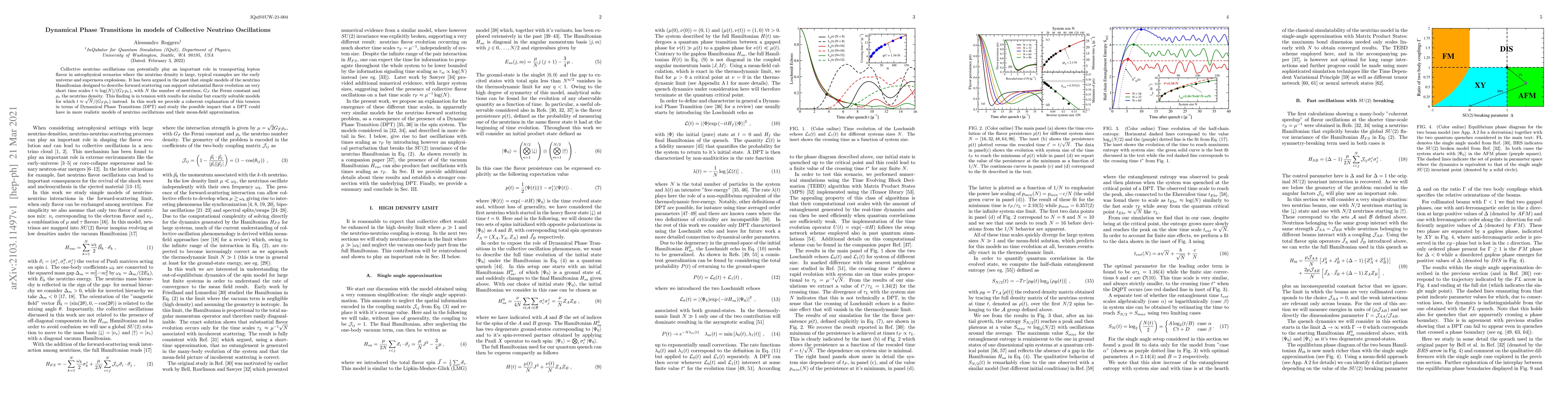 Thumbnail for Dynamical Phase Transitions in models of Collective Neutrino
  Oscillations