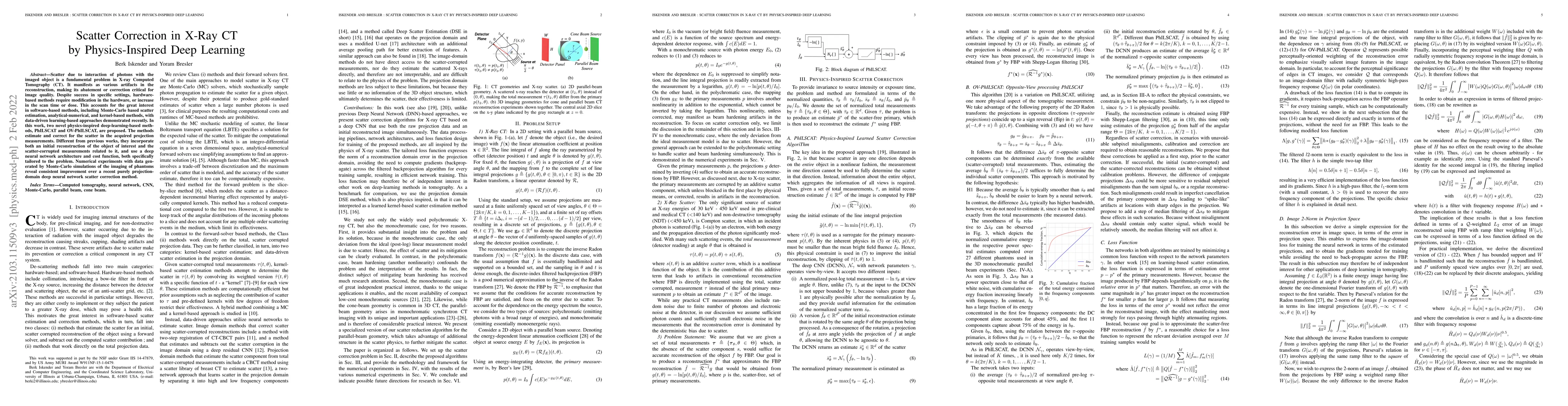 Thumbnail for Scatter Correction in X-ray CT by Physics-Inspired Deep Learning