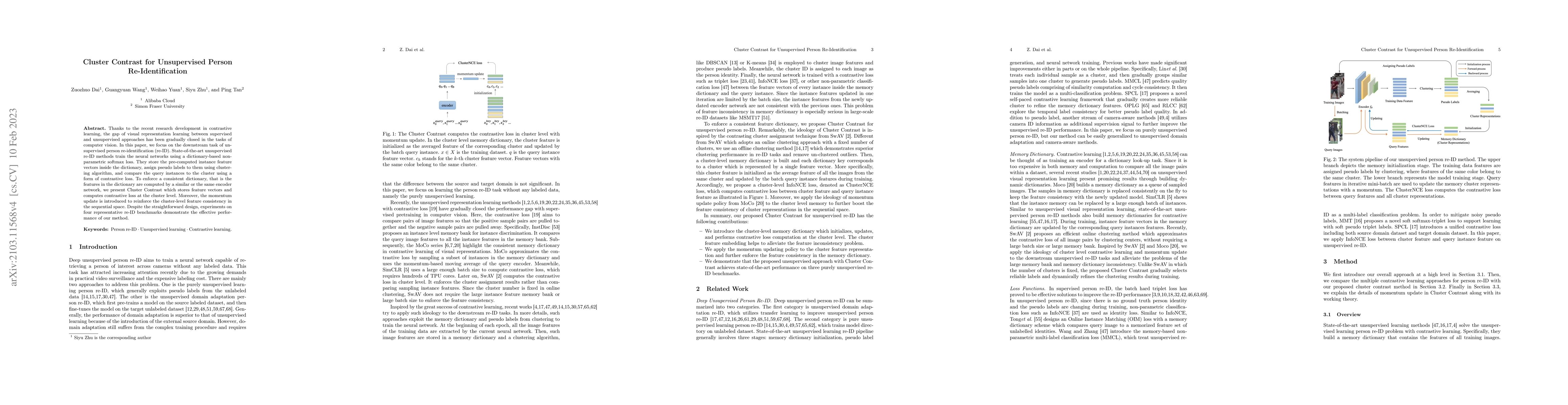 Thumbnail for Cluster Contrast for Unsupervised Person Re-Identification