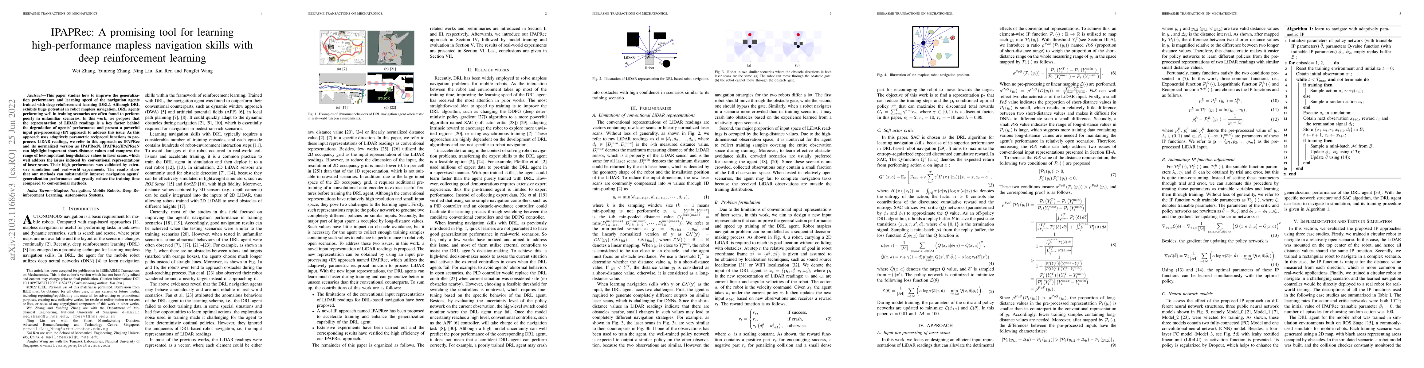 Thumbnail for IPAPRec: A promising tool for learning high-performance mapless
  navigation skills with deep reinforcement learning