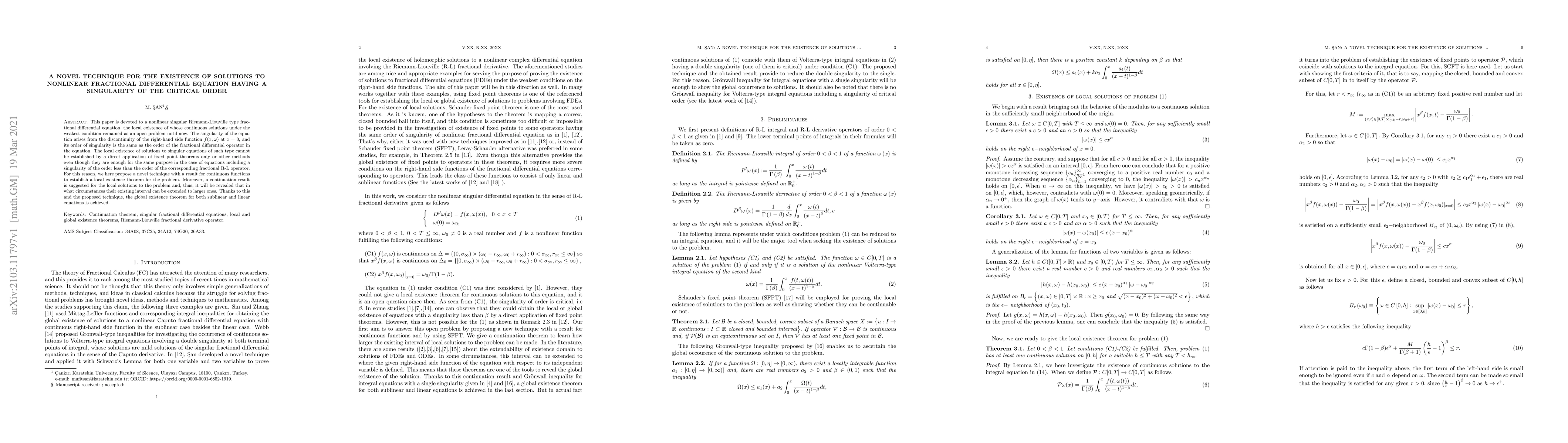 Thumbnail for A novel technique for the existence of solutions to nonlinear fractional
  differential equation having a singularity of the critical order