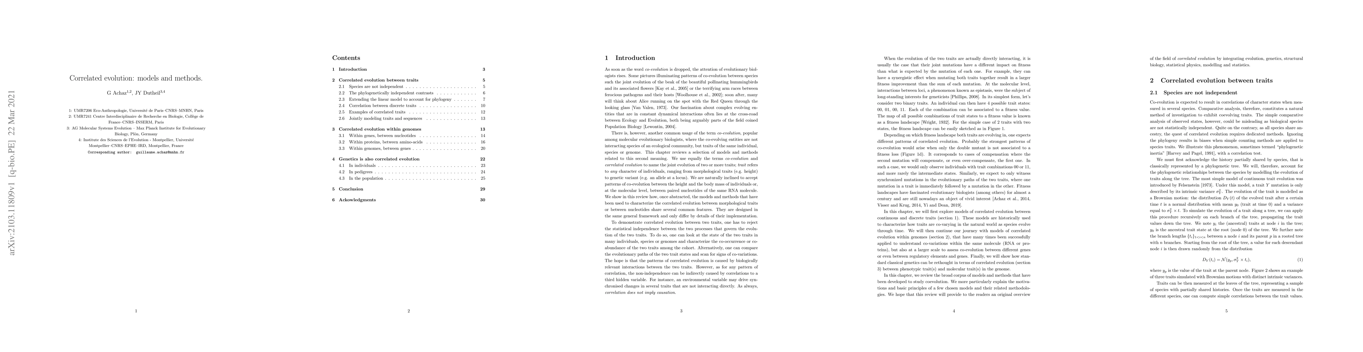 Thumbnail for Correlated evolution: models and methods
