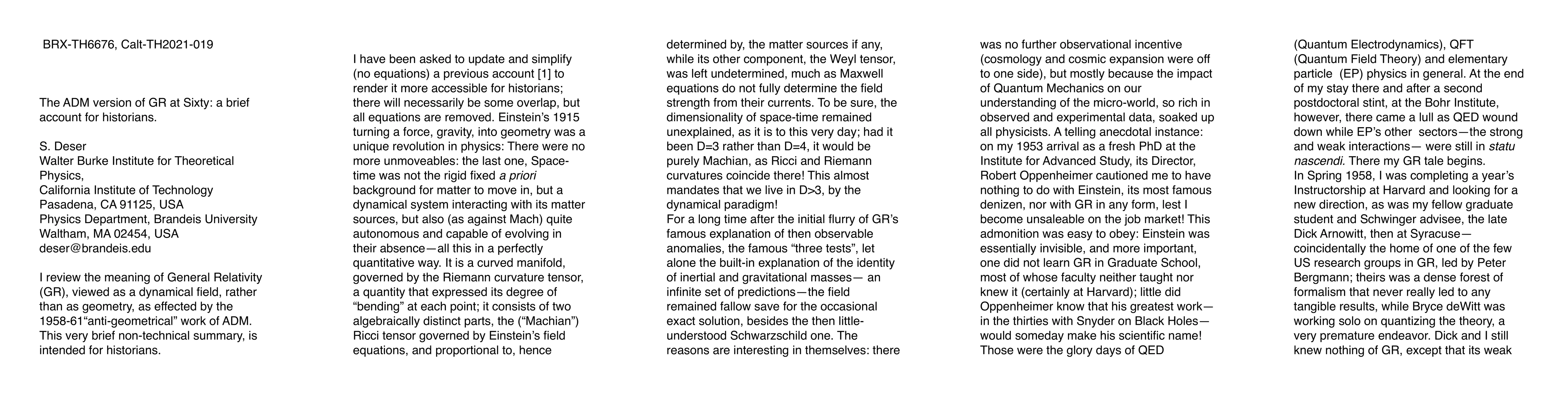 Thumbnail for The ADM version of GR at Sixty: a brief account for historians