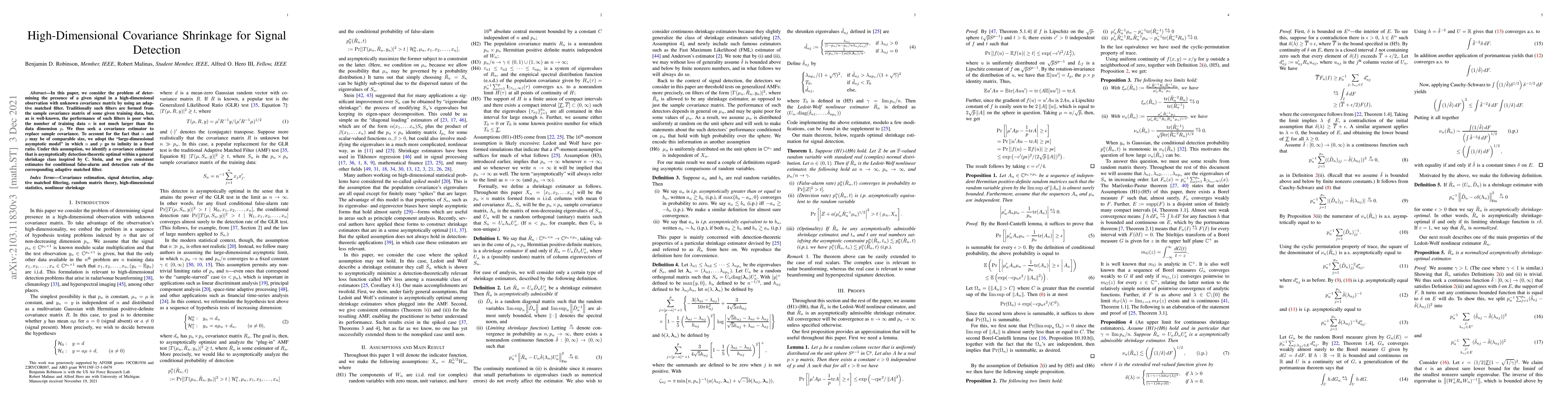 Thumbnail for High-Dimensional Covariance Shrinkage for Signal Detection