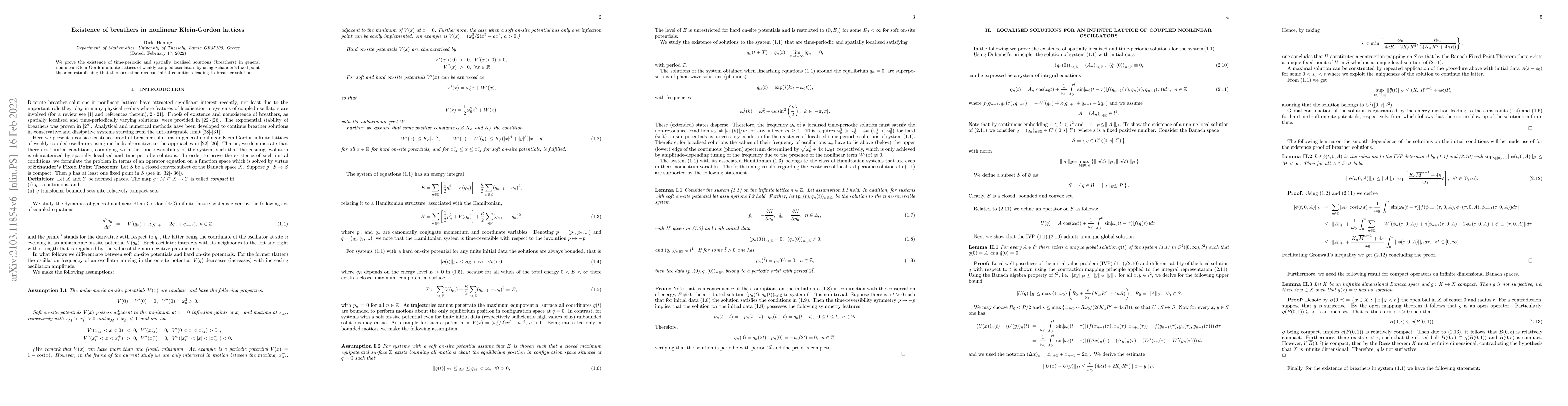 Thumbnail for Existence of breathers in nonlinear Klein-Gordon lattices