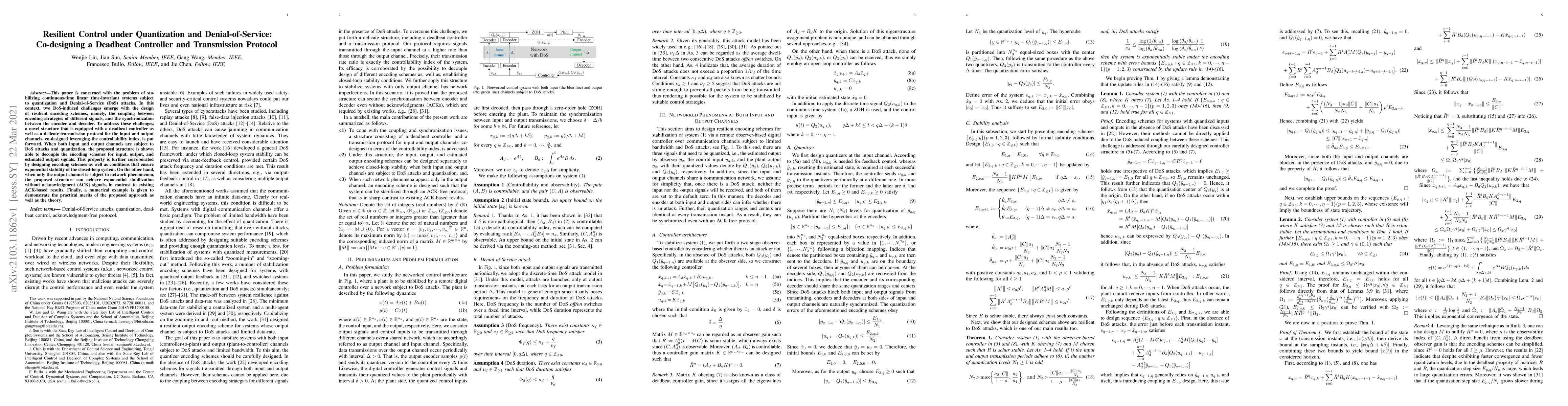 Thumbnail for Resilient Control under Quantization and Denial-of-Service: Co-designing
  a Deadbeat Controller and Transmission Protocol