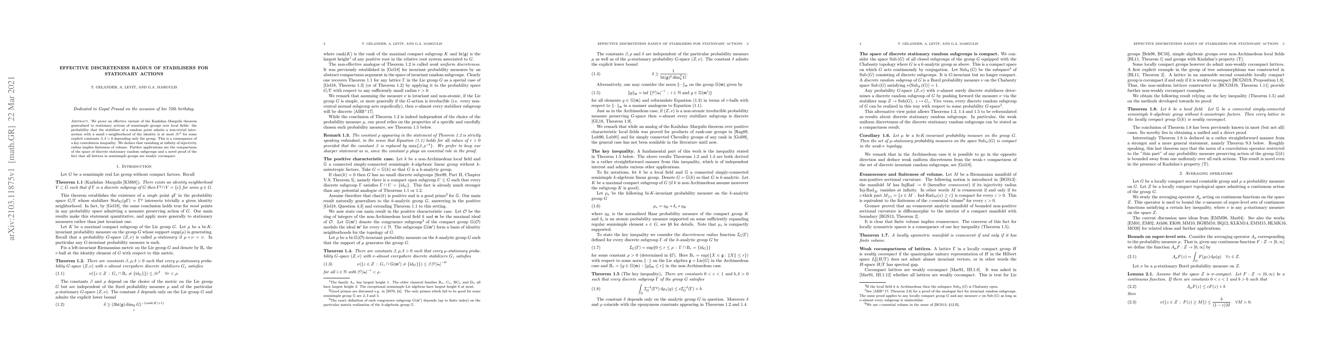Thumbnail for Effective discreteness radius of stabilisers for stationary actions