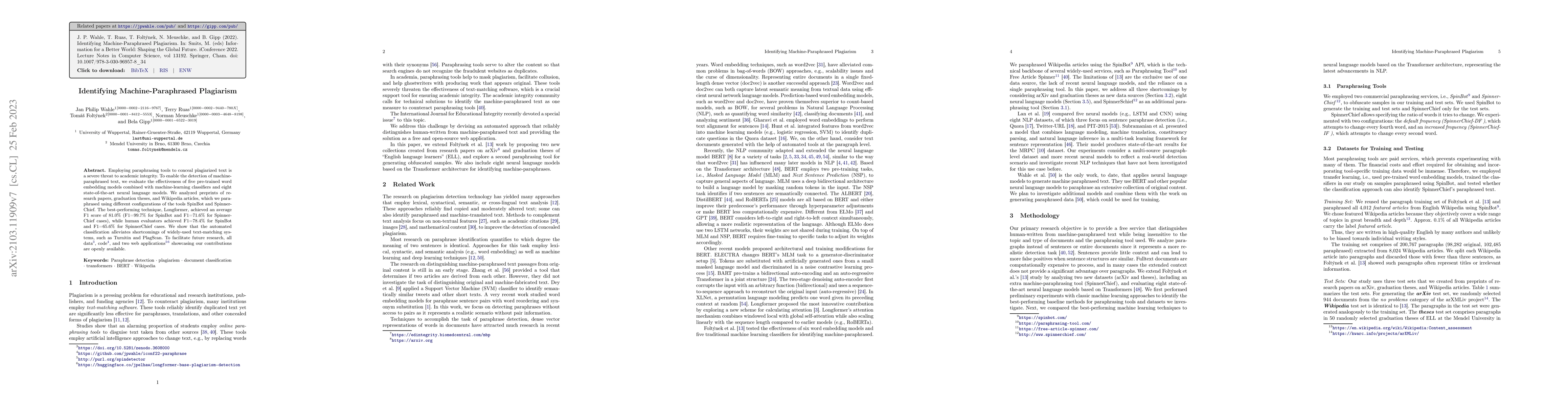 Thumbnail for Identifying Machine-Paraphrased Plagiarism