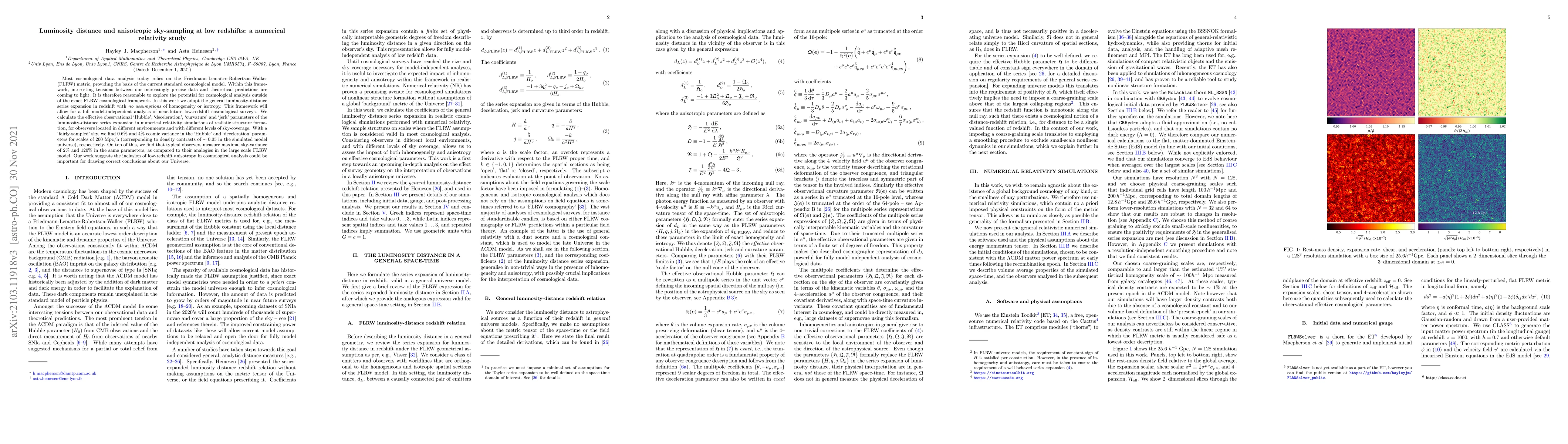 Thumbnail for Luminosity distance and anisotropic sky-sampling at low redshifts: a
  numerical relativity study
