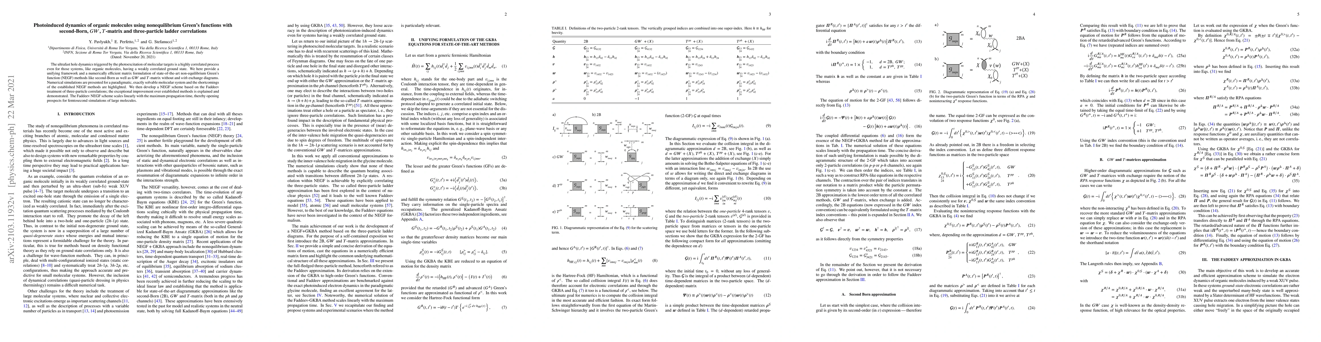 Thumbnail for Photoinduced dynamics of organic molecules using nonequilibrium Green's
  functions with second-Born, $GW$, $T$-matrix and three-particle ladder
  correlations