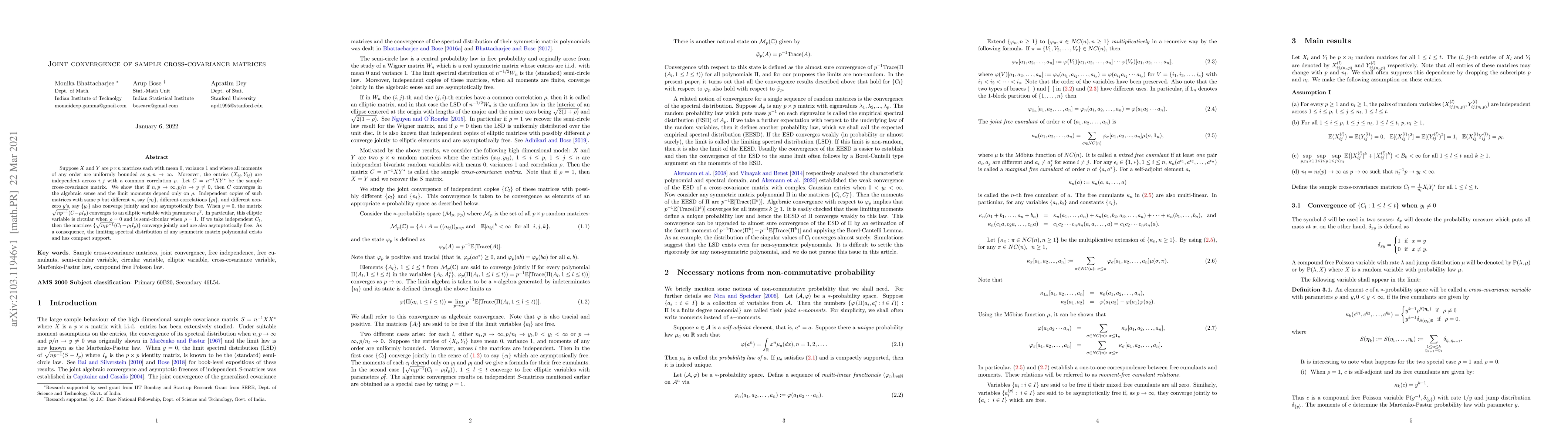 Thumbnail for Joint convergence of sample cross-covariance matrices