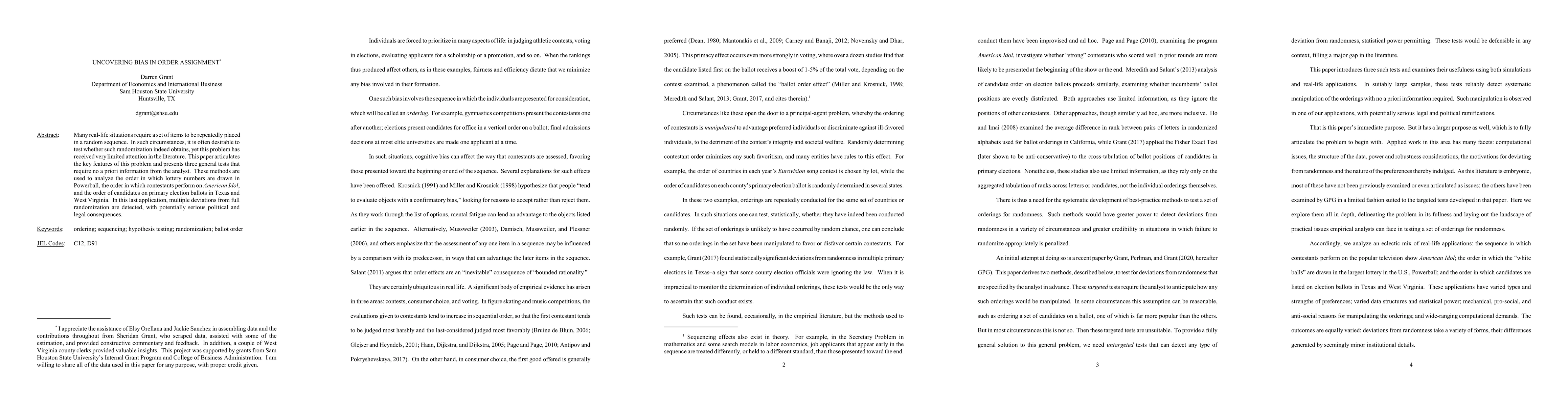 Thumbnail for Uncovering Bias in Order Assignment