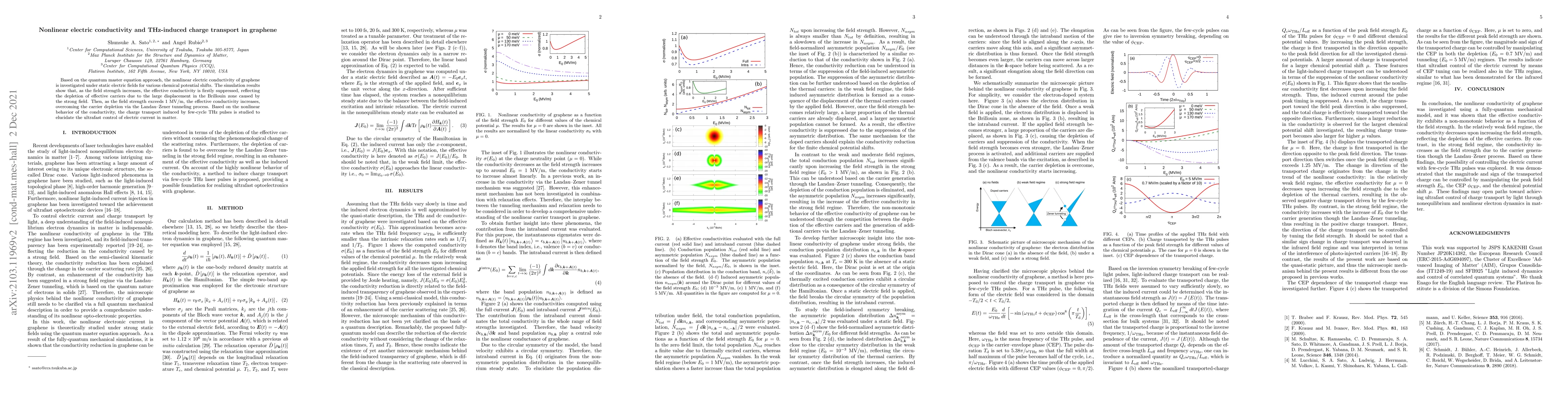 Thumbnail for Nonlinear electric conductivity and THz-induced charge transport in
  graphene
