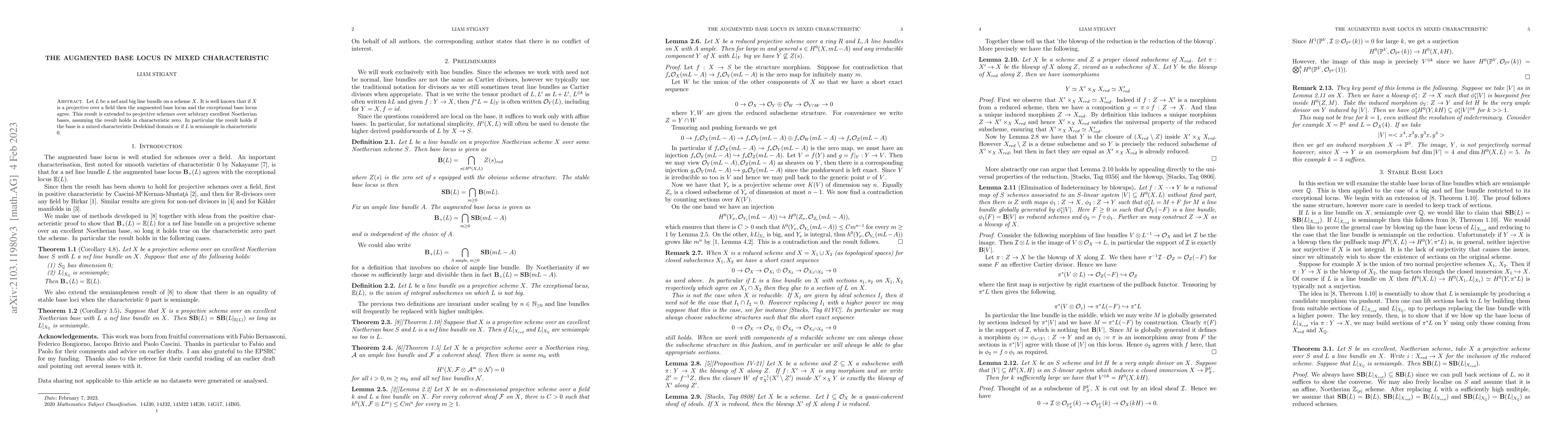 Thumbnail for The Augmented Base Locus in Mixed Characteristic