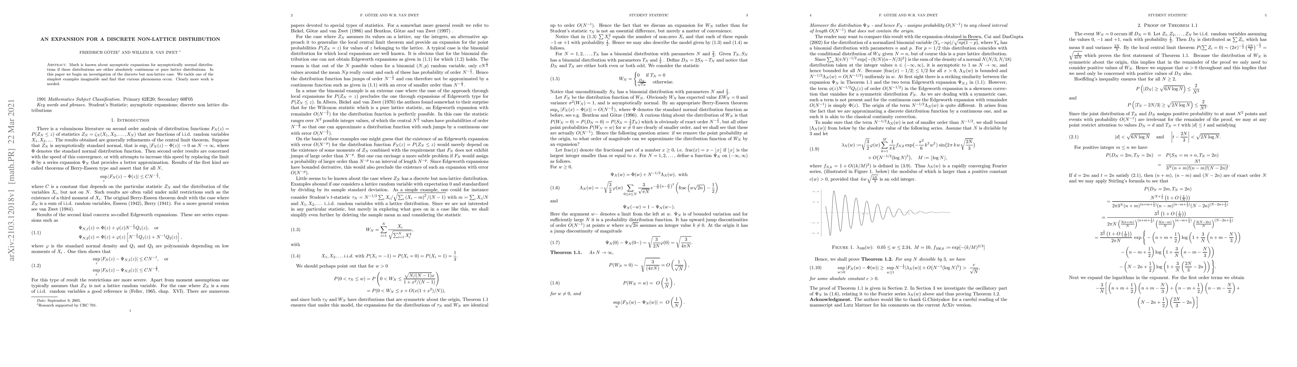 Thumbnail for An Expansion for a Discrete Non-Lattice Distribution
