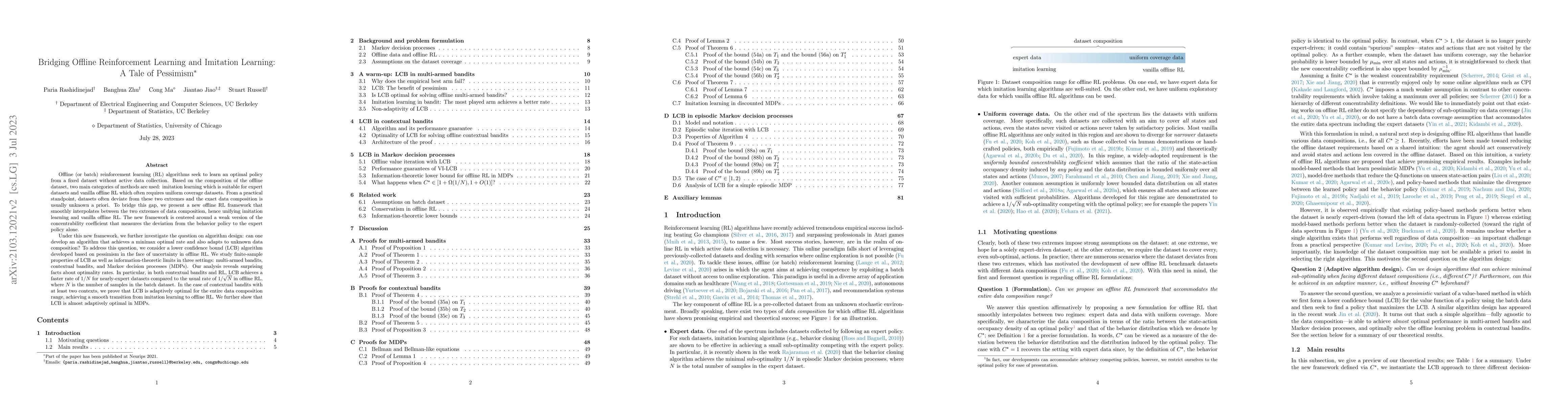 Thumbnail for Bridging Offline Reinforcement Learning and Imitation Learning: A Tale
  of Pessimism