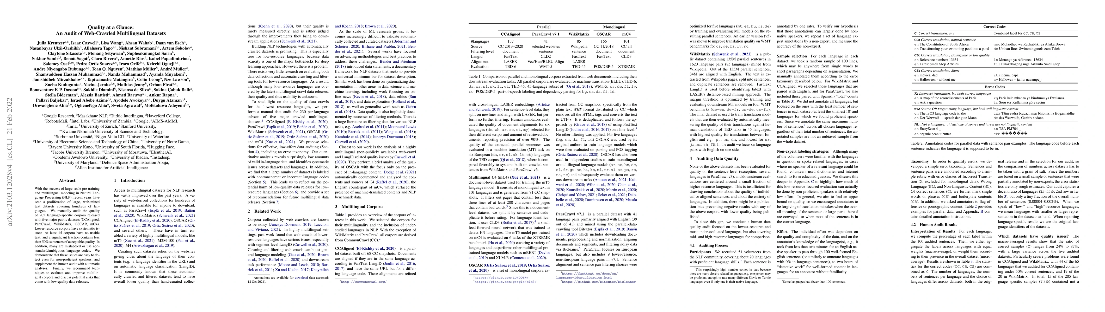 Thumbnail for Quality at a Glance: An Audit of Web-Crawled Multilingual Datasets