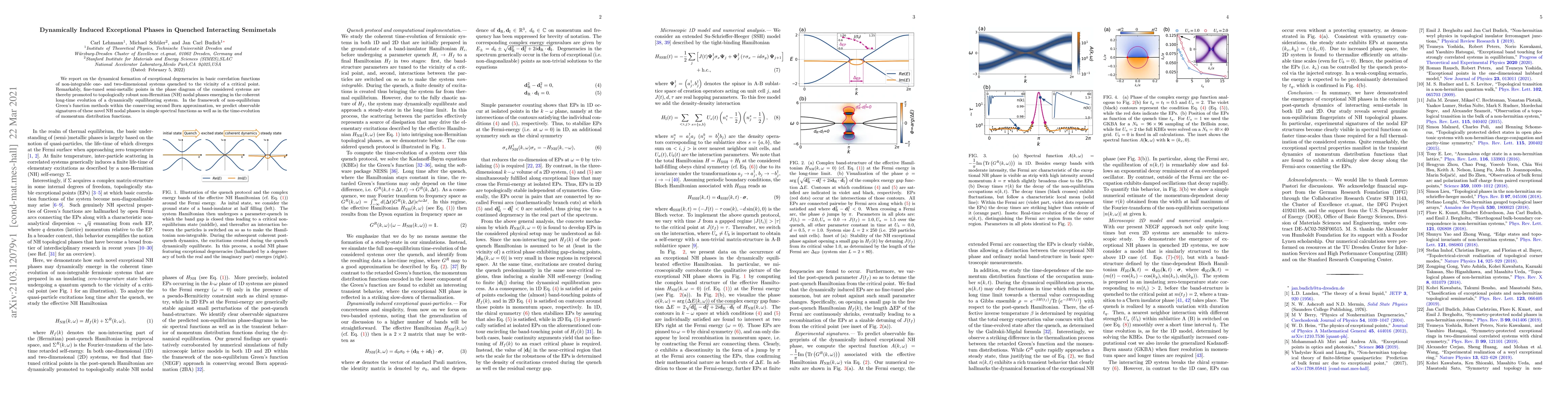 Thumbnail for Dynamically Induced Exceptional Phases in Quenched Interacting
  Semimetals