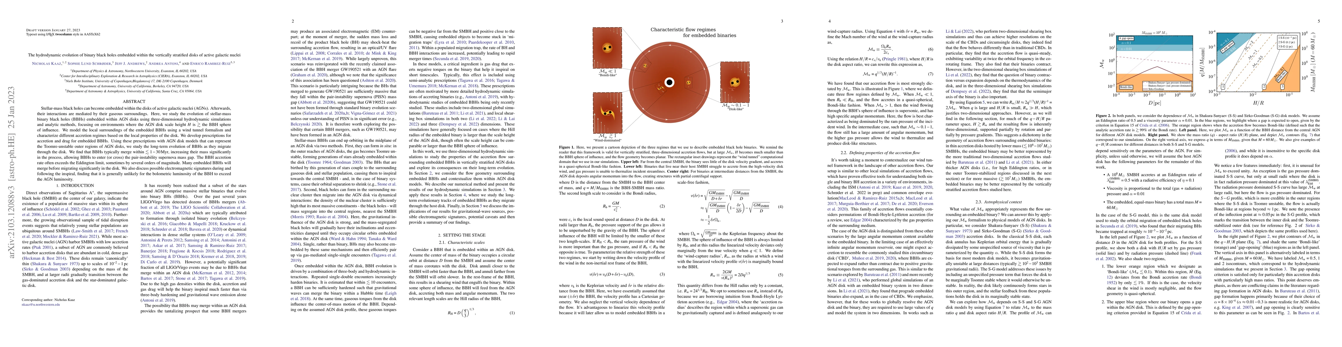 Thumbnail for The hydrodynamic evolution of binary black holes embedded within the
  vertically stratified disks of active galactic nuclei