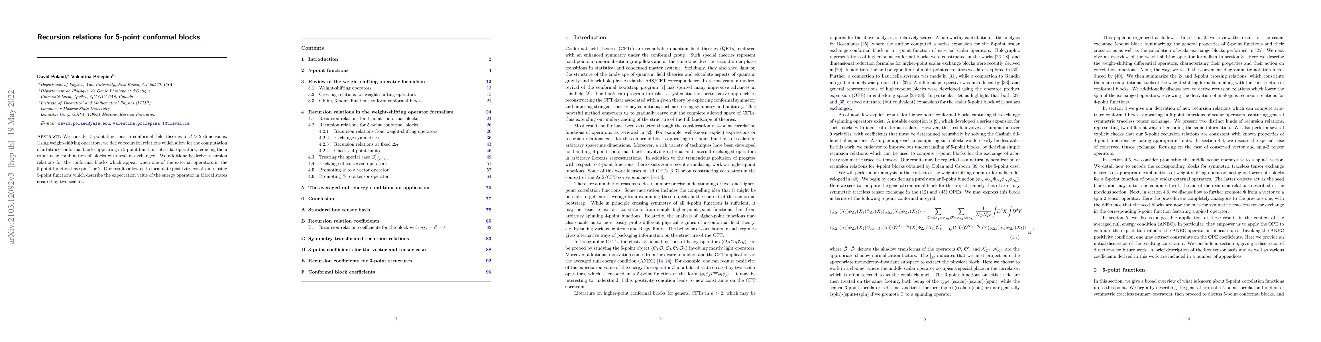 Thumbnail for Recursion relations for 5-point conformal blocks