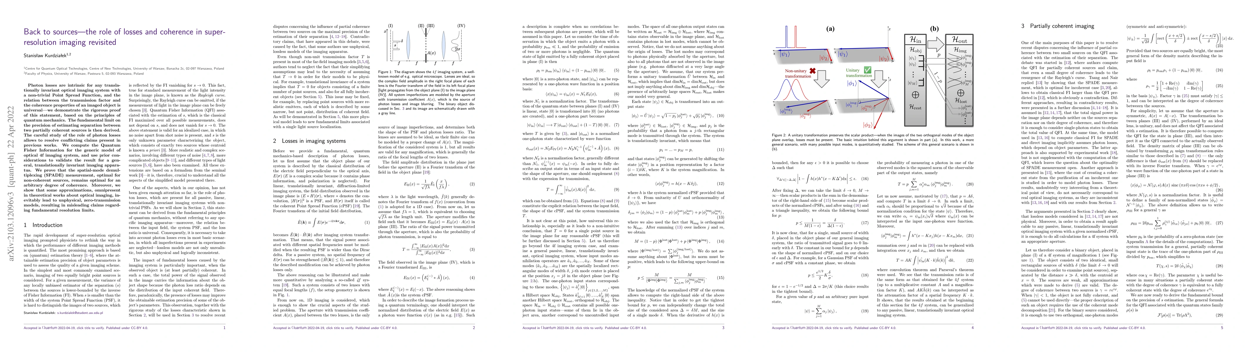 Thumbnail for Back to sources -- the role of losses and coherence in super-resolution
  imaging revisited