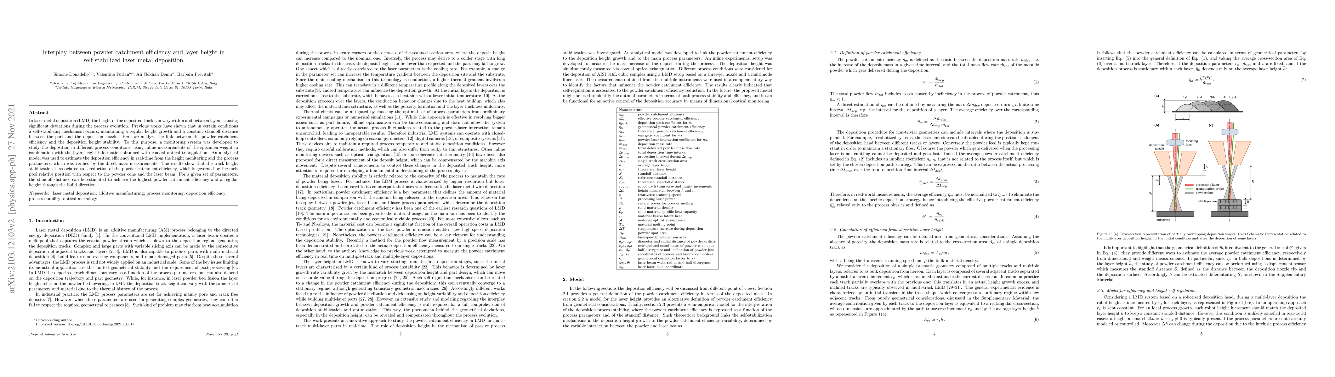 Thumbnail for Interplay between powder catchment efficiency and layer height in
  self-stabilized laser metal deposition