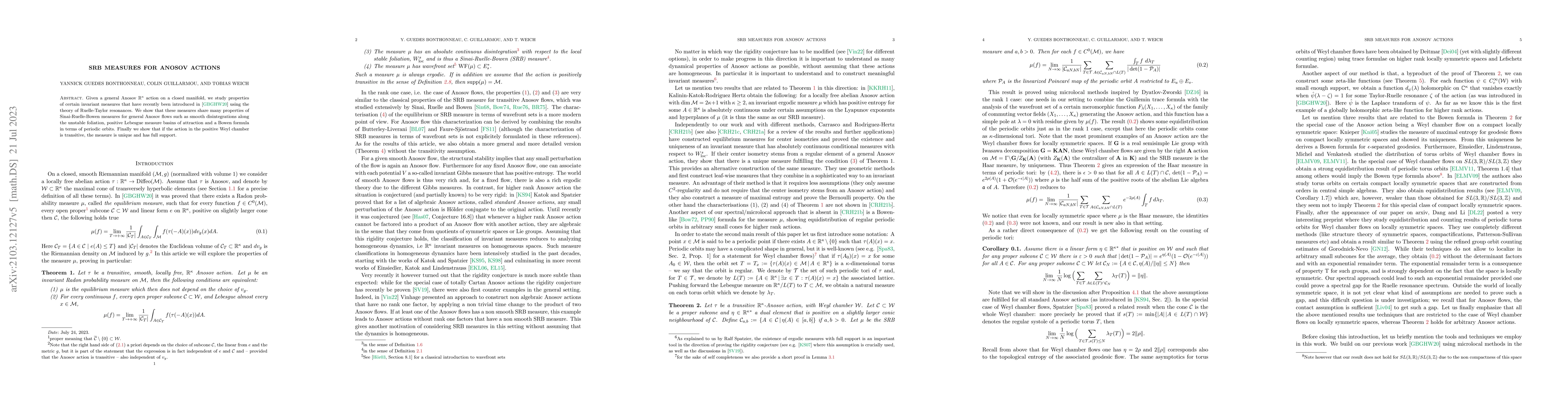 Thumbnail for SRB measures for Anosov actions