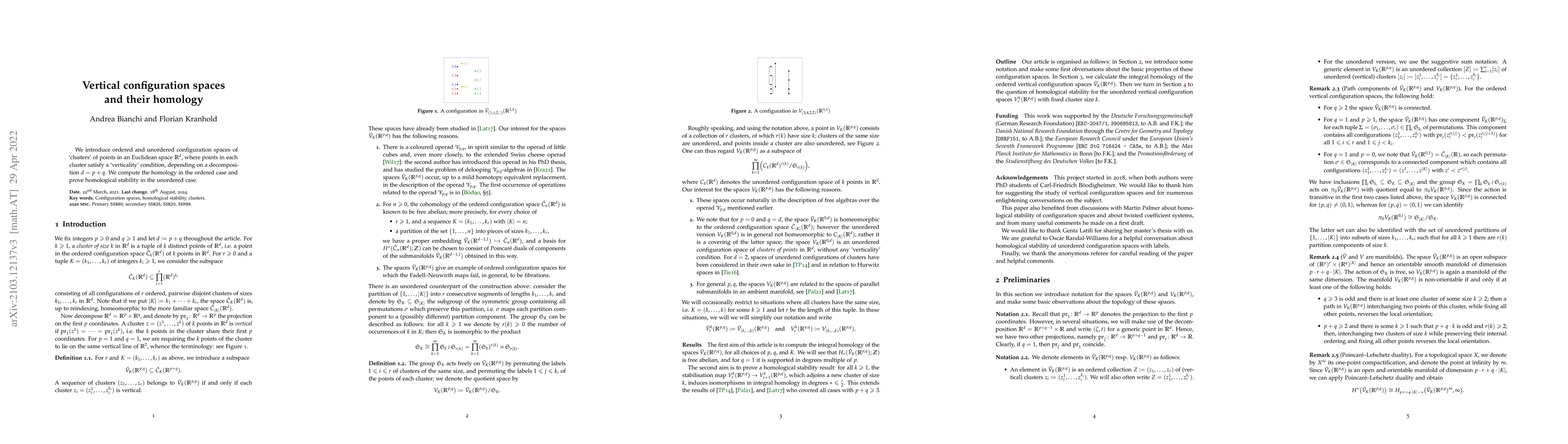 Thumbnail for Vertical configuration spaces and their homology