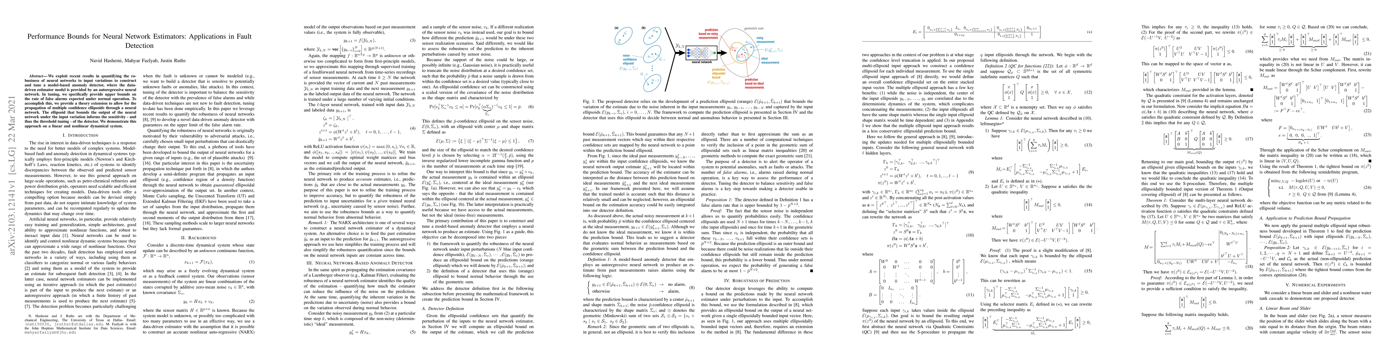Thumbnail for Performance Bounds for Neural Network Estimators: Applications in Fault
  Detection