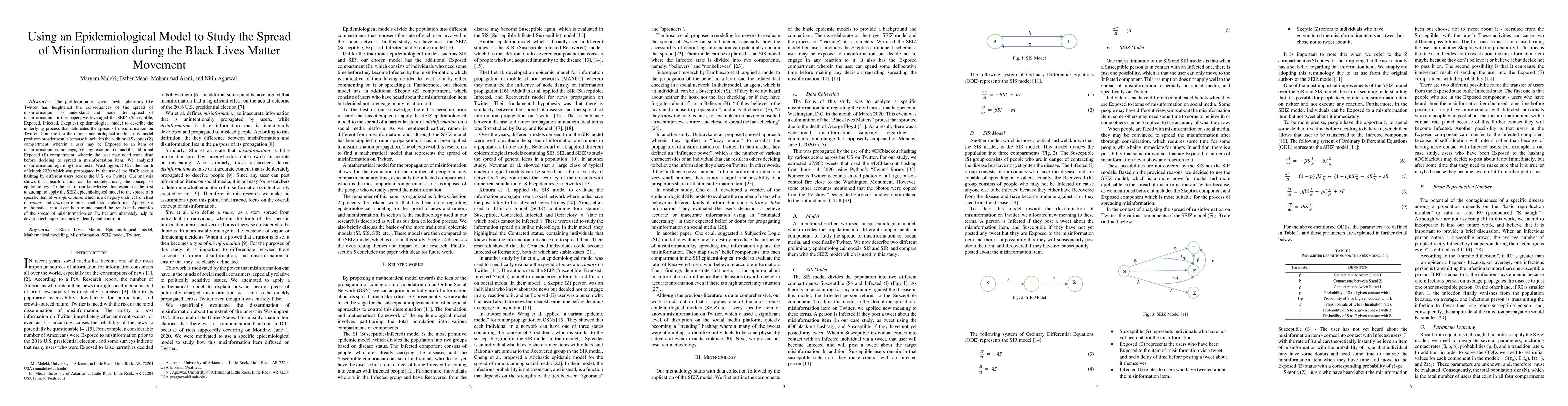 Thumbnail for Using an Epidemiological Model to Study the Spread of Misinformation
  during the Black Lives Matter Movement