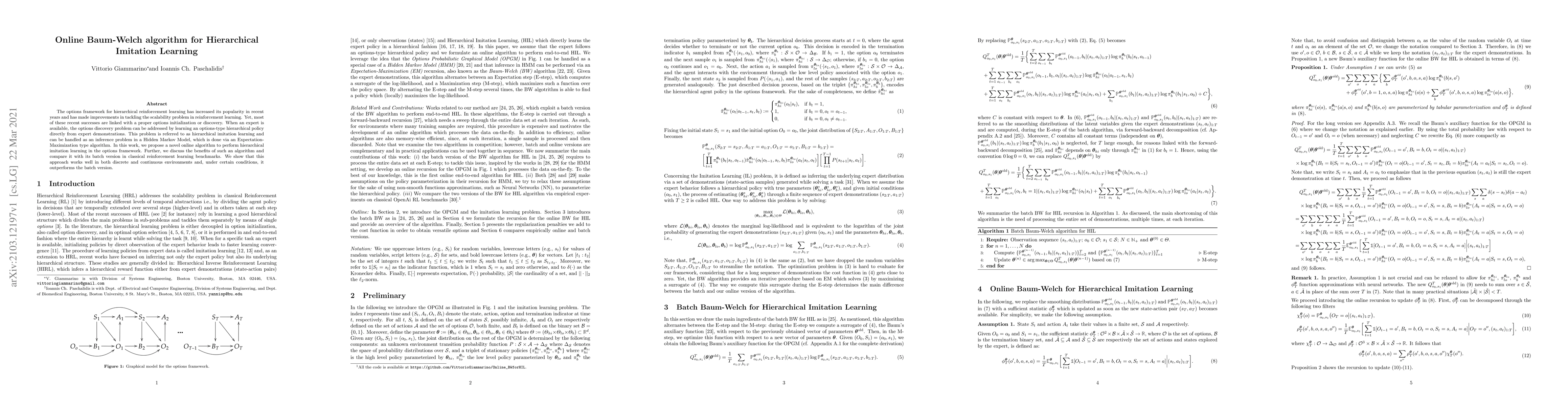 Thumbnail for Online Baum-Welch algorithm for Hierarchical Imitation Learning