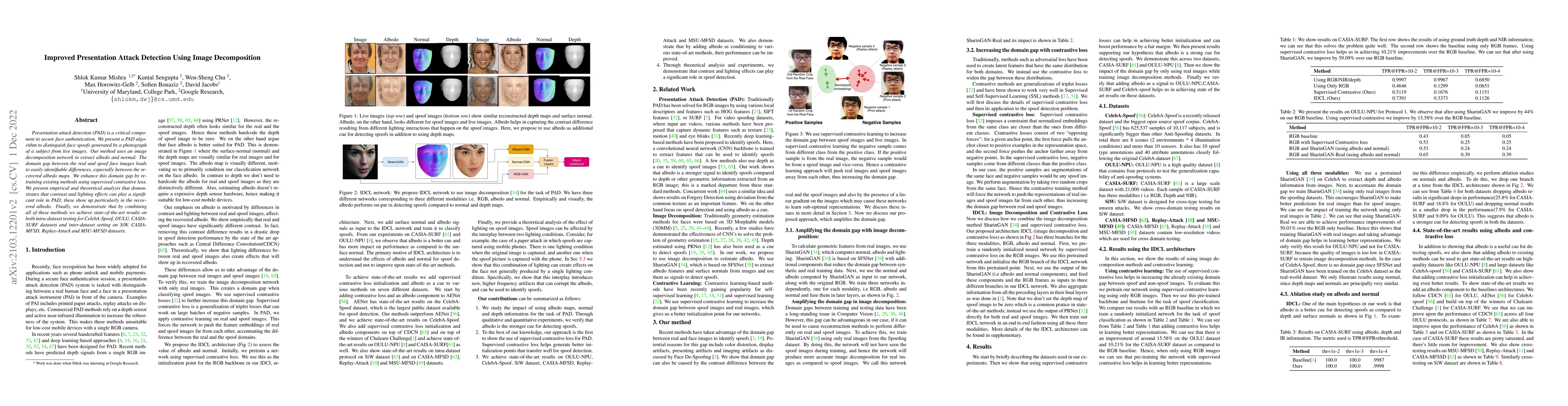Thumbnail for Improved Detection of Face Presentation Attacks Using Image
  Decomposition