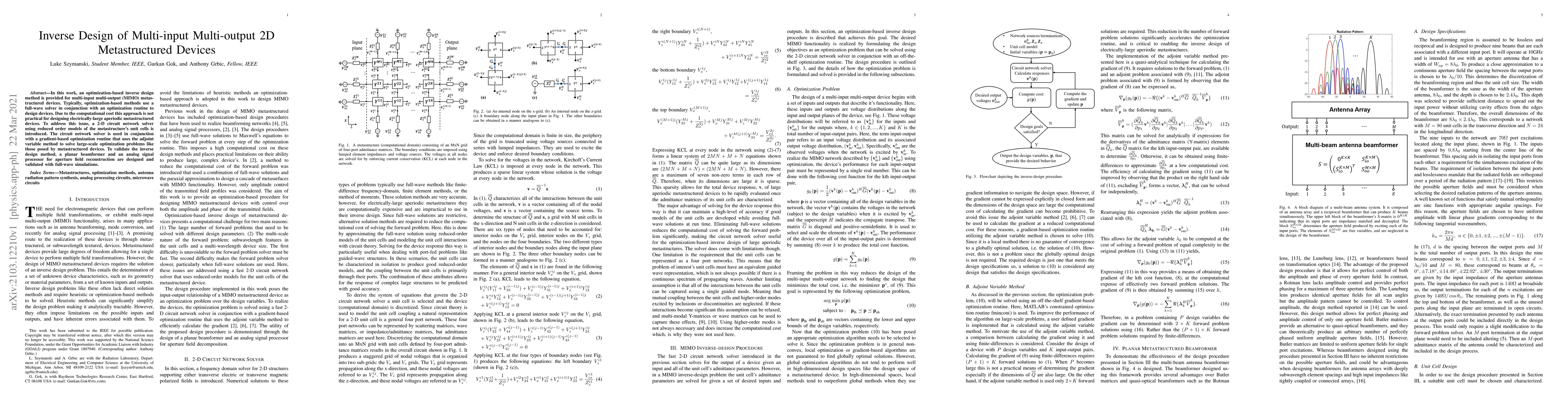 Thumbnail for Inverse Design of Multi-input Multi-output 2D Metastructured Devices