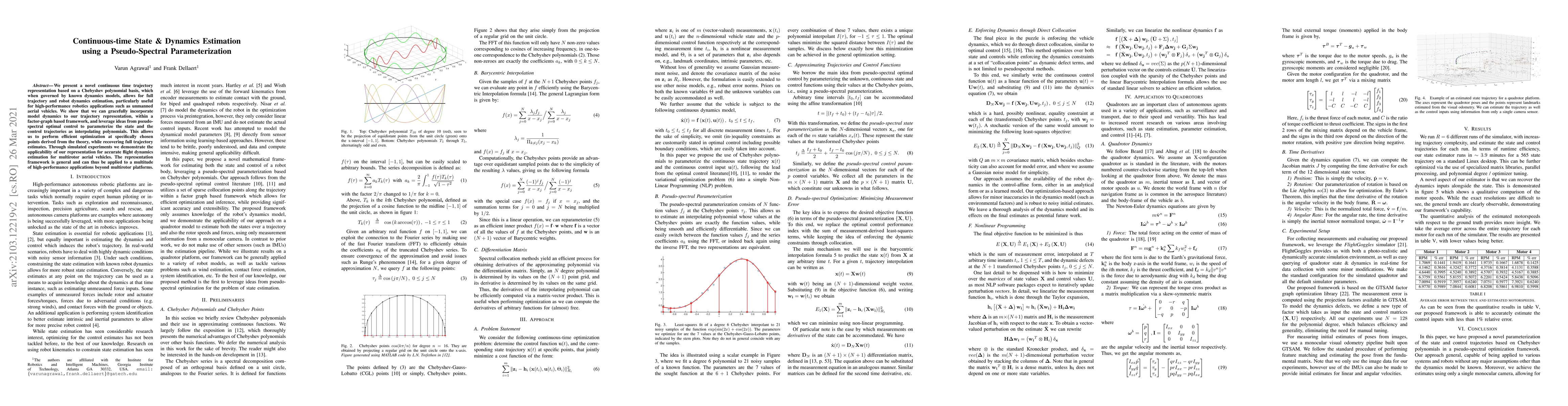 Thumbnail for Continuous-time State & Dynamics Estimation using a Pseudo-Spectral
  Parameterization