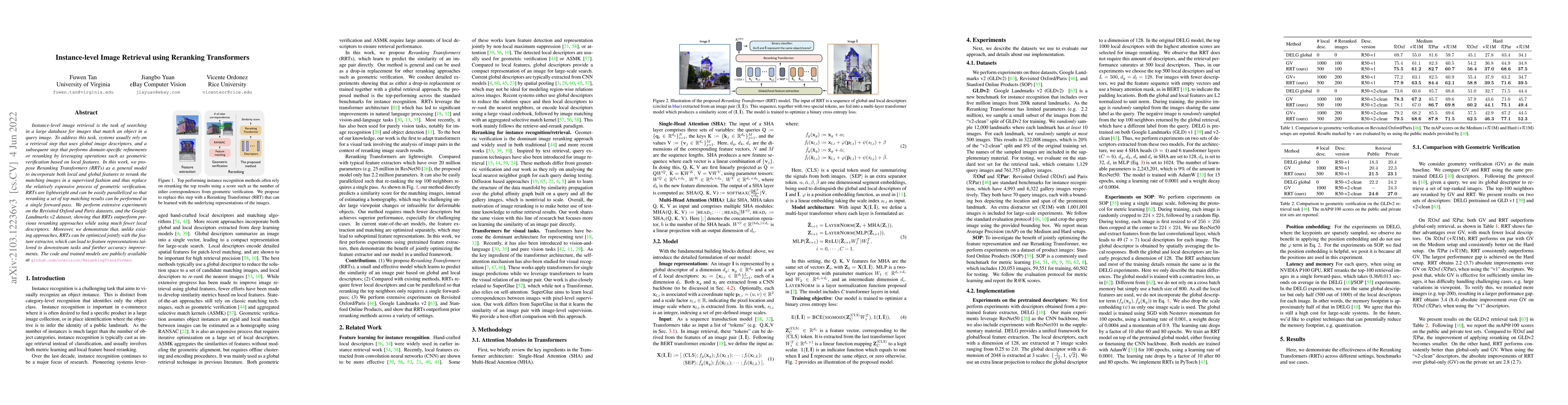 Thumbnail for Instance-level Image Retrieval using Reranking Transformers