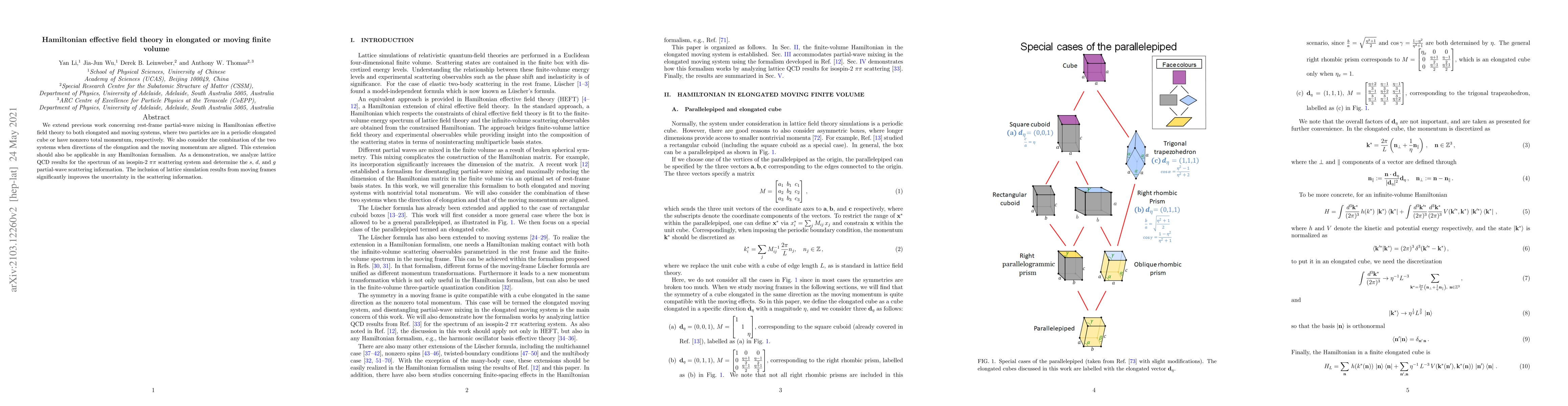 Thumbnail for Hamiltonian effective field theory in elongated or moving finite volume