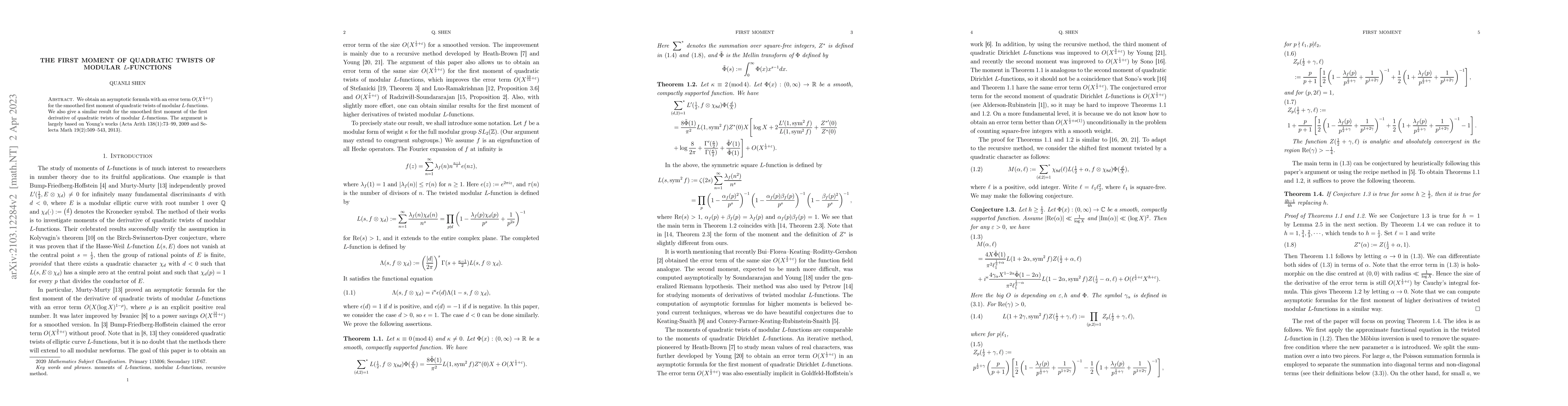 Thumbnail for The first moment of quadratic twists of modular $L$-functions