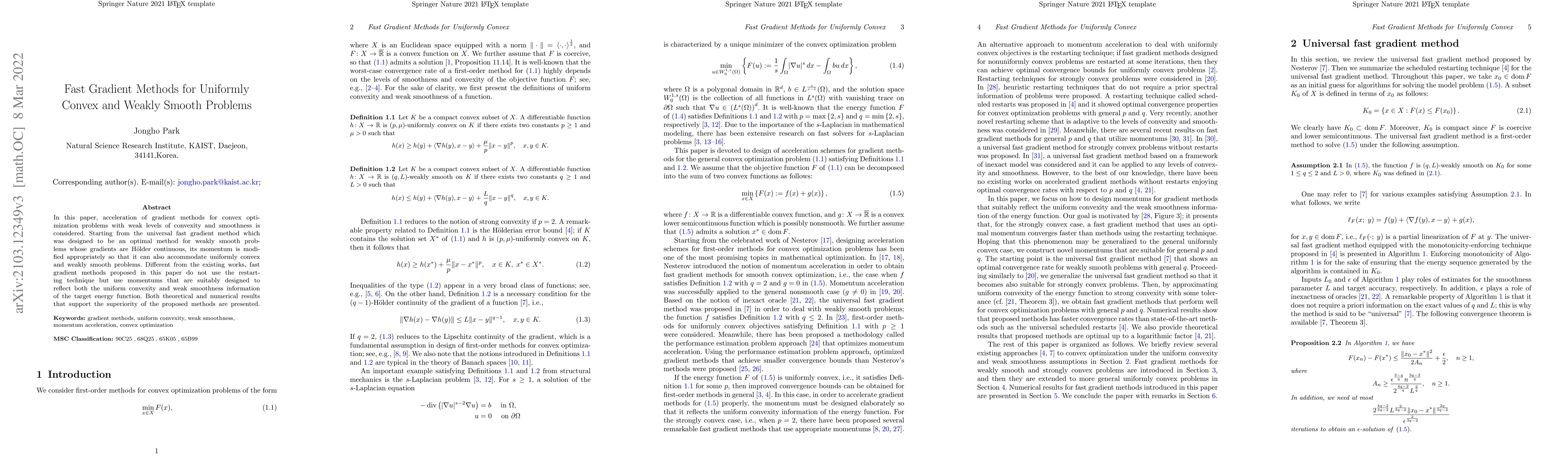 Thumbnail for Fast Gradient Methods for Uniformly Convex and Weakly Smooth Problems