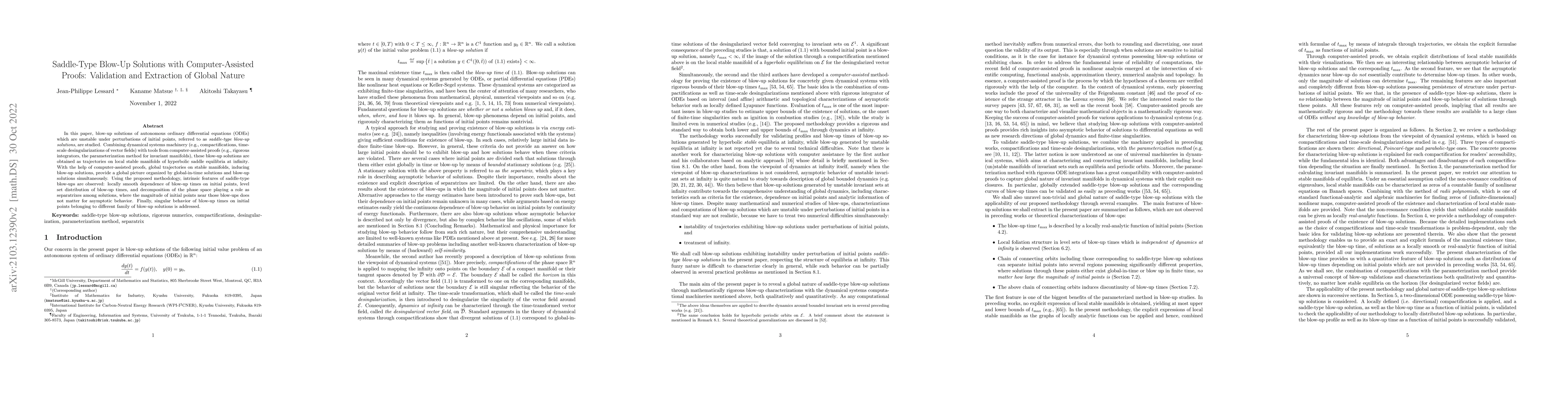 Thumbnail for Saddle-Type Blow-Up Solutions with Computer-Assisted Proofs: Validation
  and Extraction of Global Nature