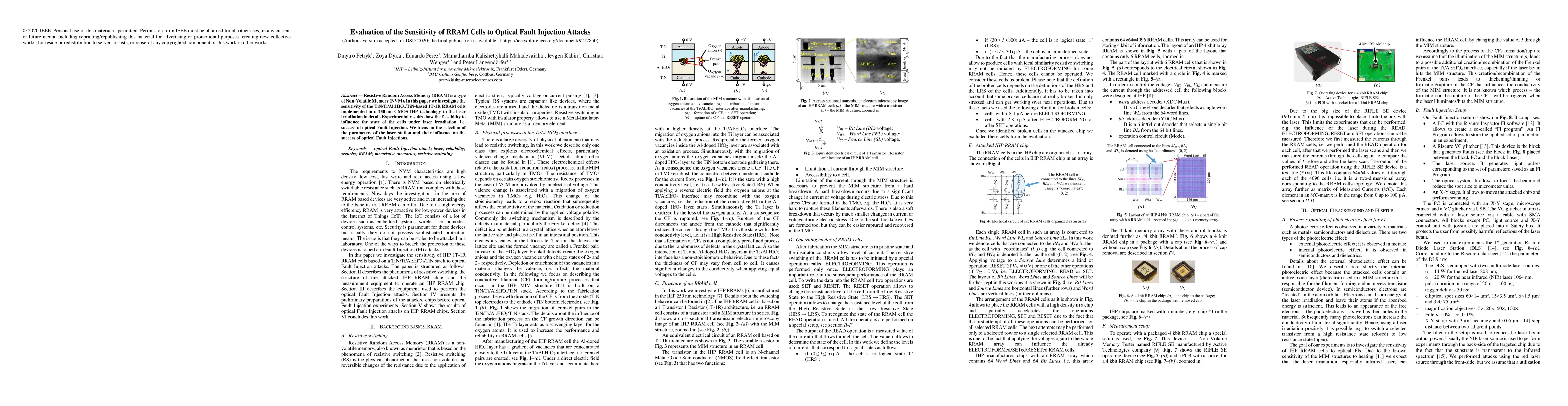 Thumbnail for Evaluation of the Sensitivity of RRAM Cells to Optical Fault Injection
  Attacks