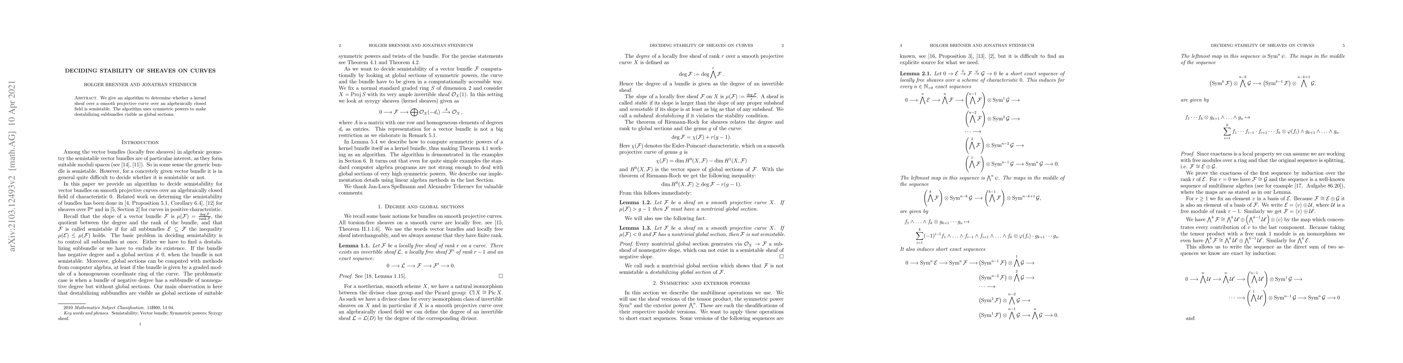 Thumbnail for Deciding Stability of Sheaves on Curves