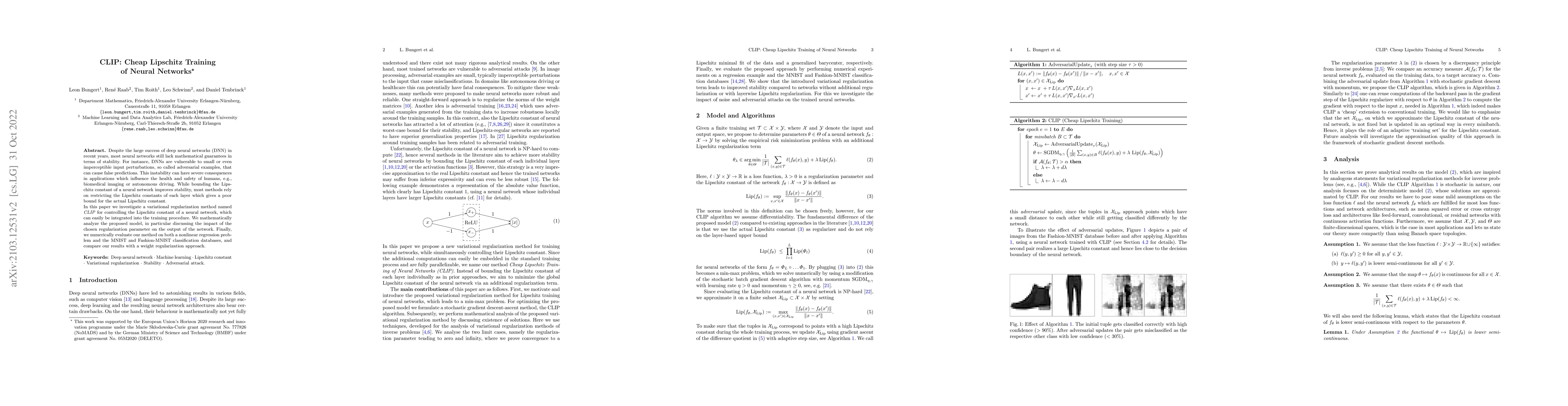Thumbnail for CLIP: Cheap Lipschitz Training of Neural Networks