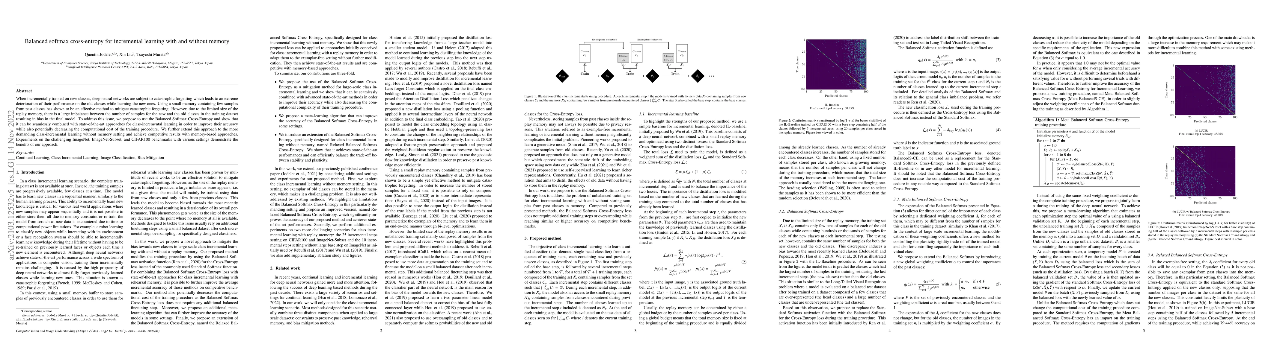 Thumbnail for Balanced softmax cross-entropy for incremental learning with and without
  memory
