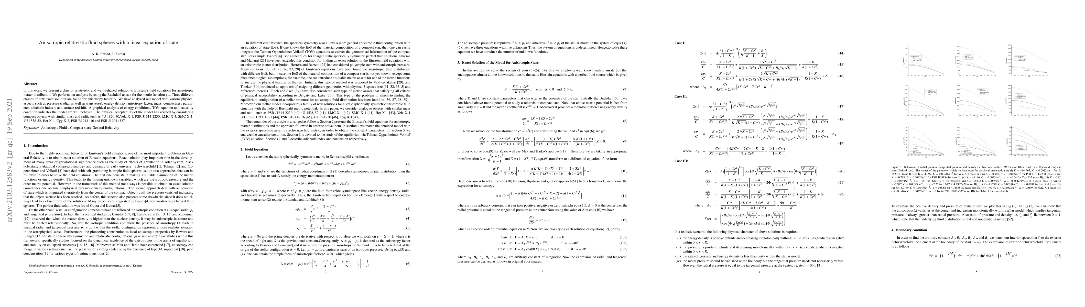 Thumbnail for Anisotropic relativistic fluid spheres with a linear equation of state