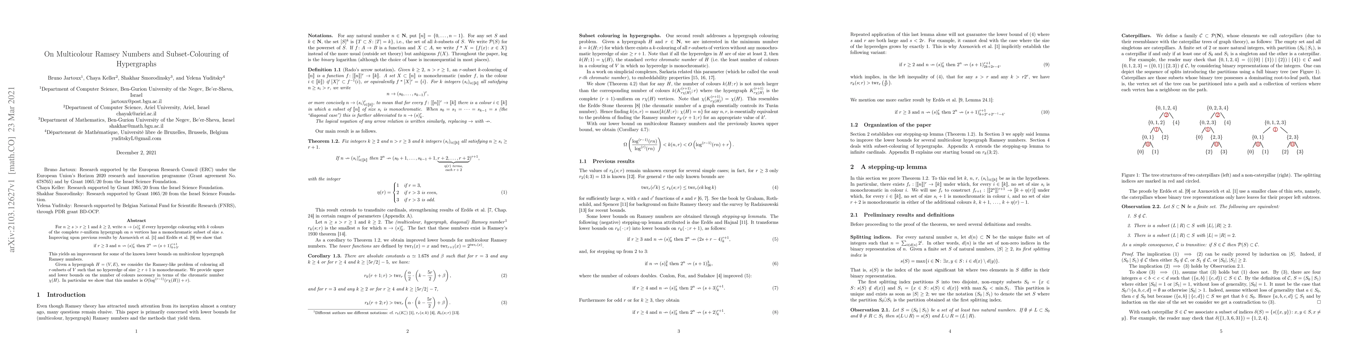 Thumbnail for On Multicolour Ramsey Numbers and Subset-Colouring of Hypergraphs