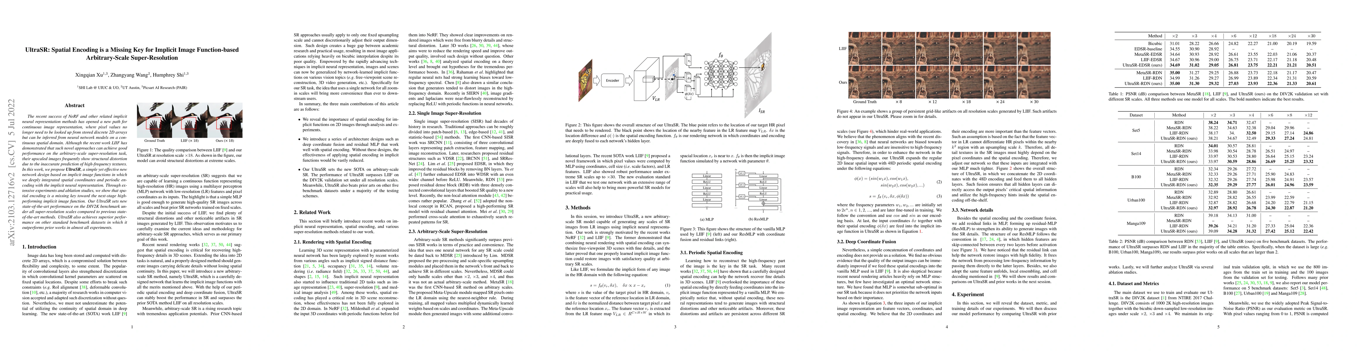 Thumbnail for UltraSR: Spatial Encoding is a Missing Key for Implicit Image
  Function-based Arbitrary-Scale Super-Resolution