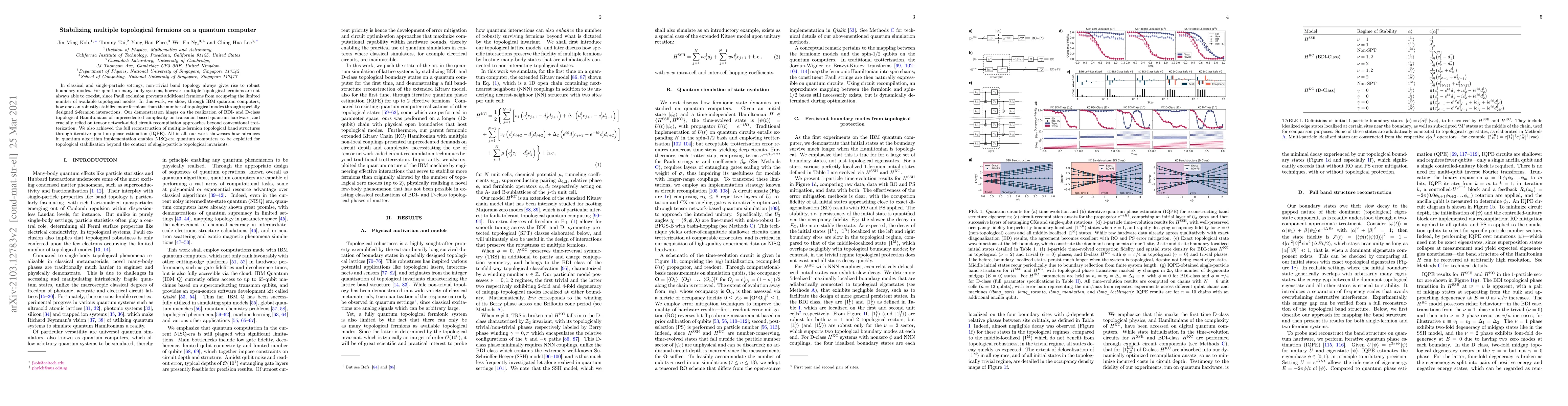 Thumbnail for Stabilizing multiple topological fermions on a quantum computer